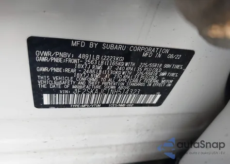 2022 Subaru Forester Sport from USA, damaged, VIN JF2SKAJC1NH514323